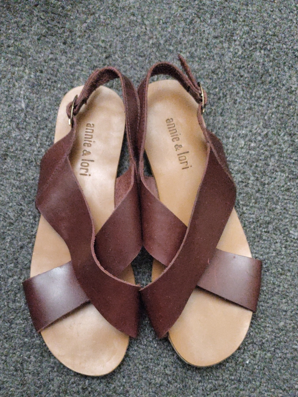 Annie & Lori Crisscross Leather Slingback Sandals